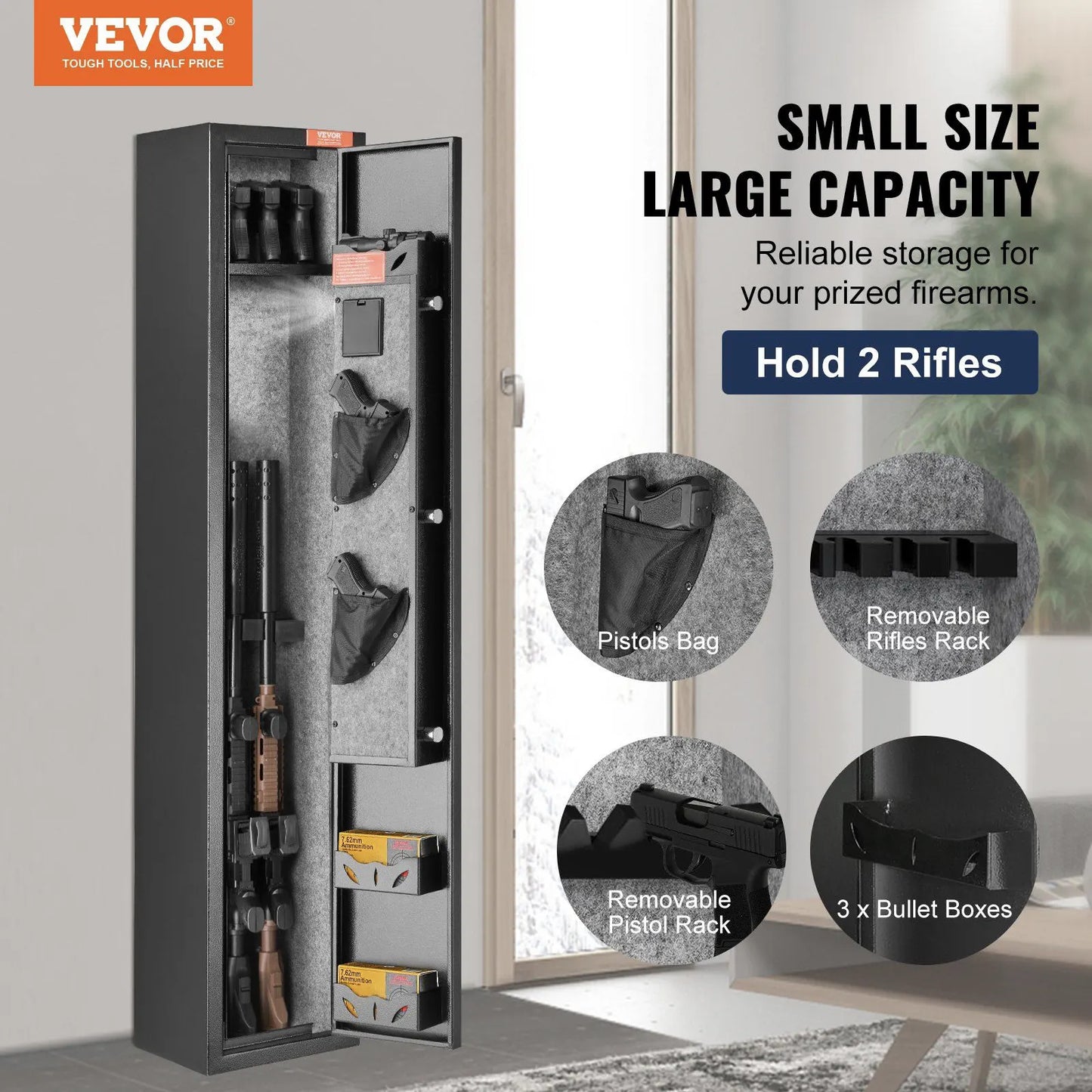 VEVOR Secure 3 Rifle Gun Safe with Digital Lock - Quick Access Storage Cabinet