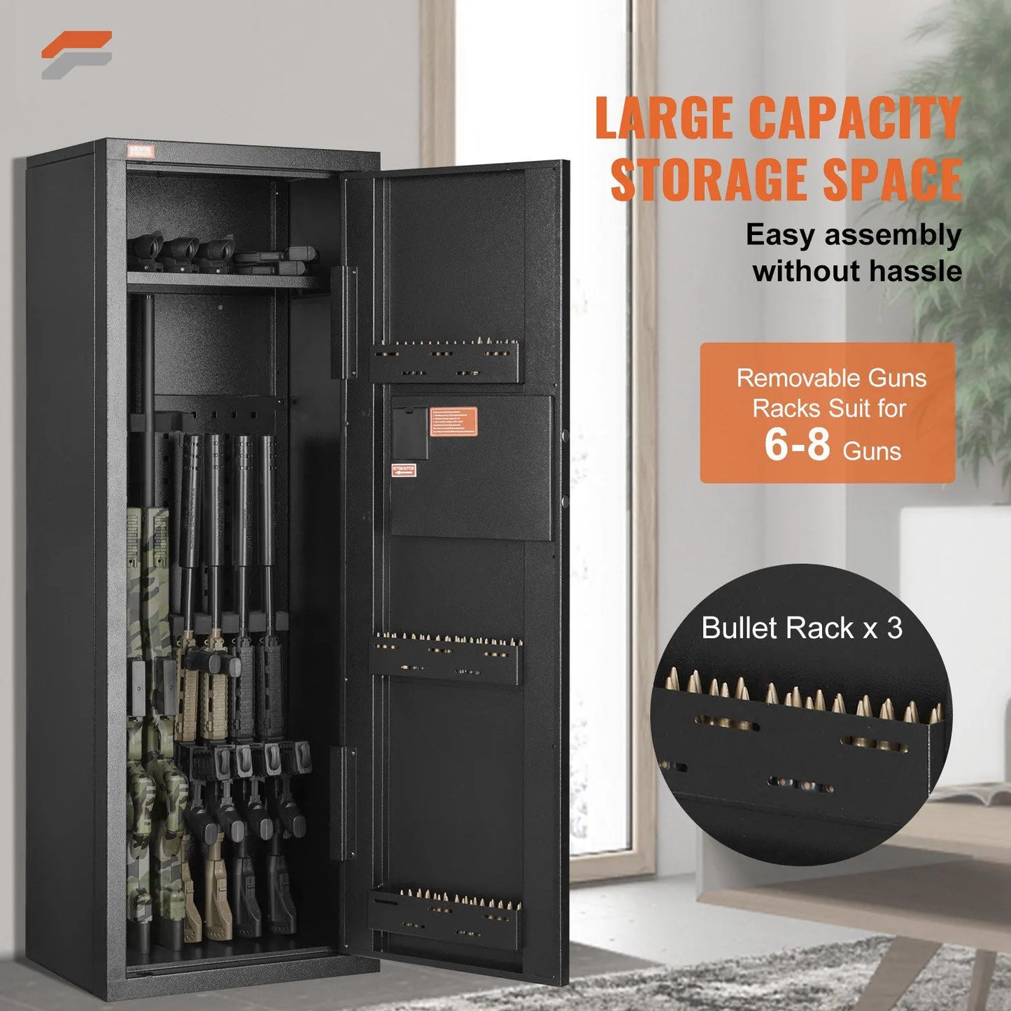 VEVOR Secure 6-8 Rifle Safe with Digital Keypad & Lock for Quick Access Gun Storage
