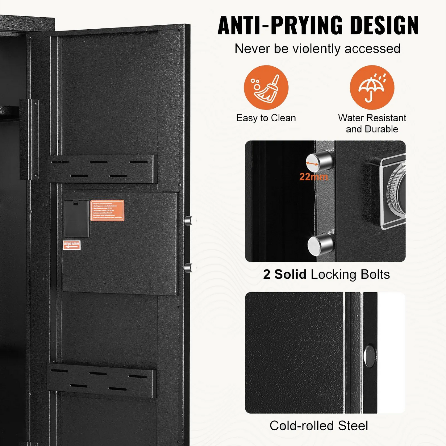 VEVOR Secure 6-8 Rifle Safe with Digital Keypad & Lock for Quick Access Gun Storage