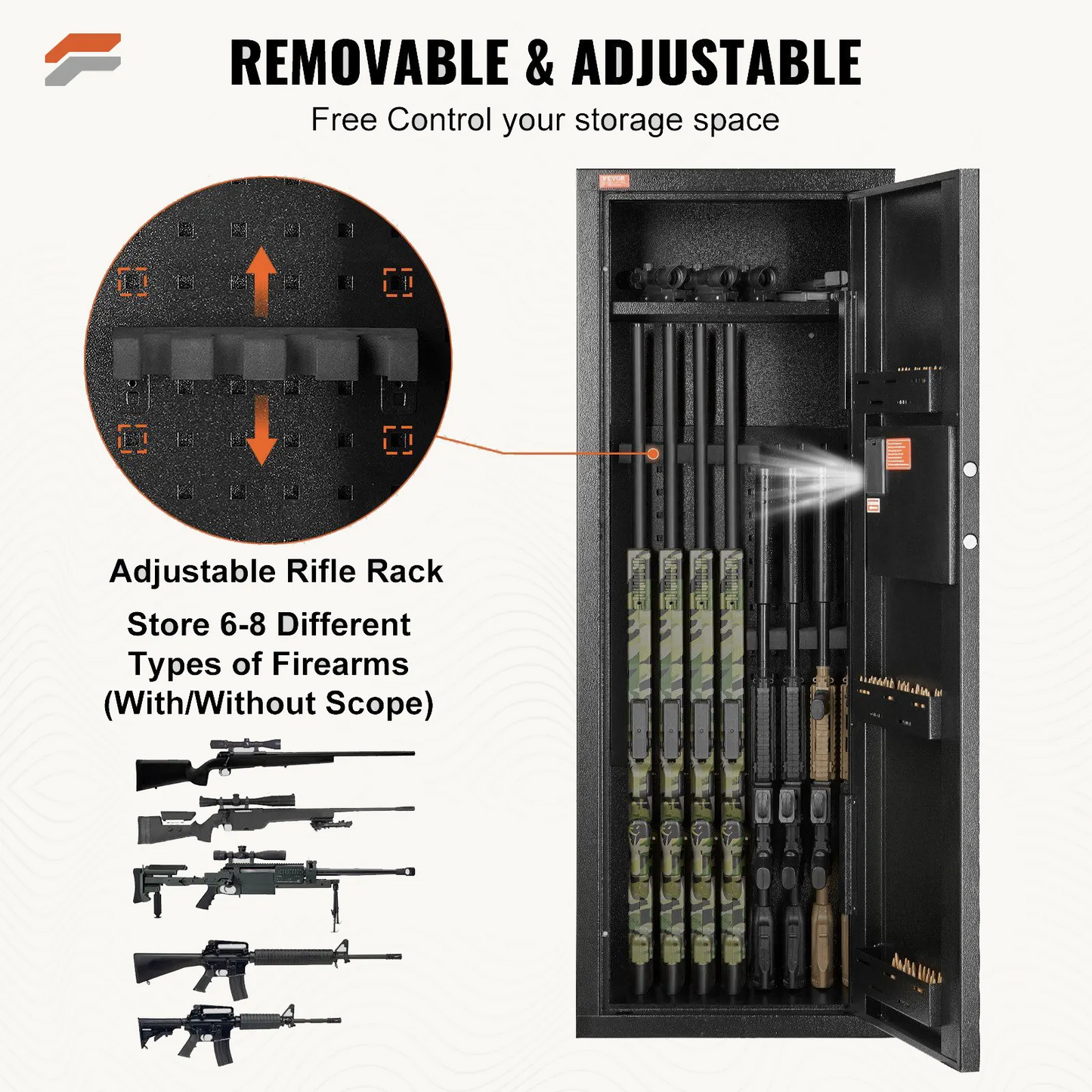 VEVOR Secure 6-8 Rifle Safe with Digital Keypad & Lock for Quick Access Gun Storage