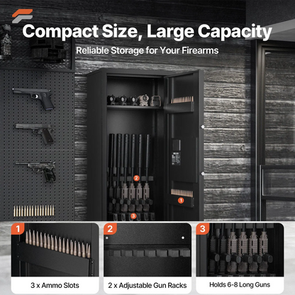 VEVOR Secure Fireproof Rifle Safe with Quick Access - Long Gun Cabinet for Firearms and Ammunition Storage