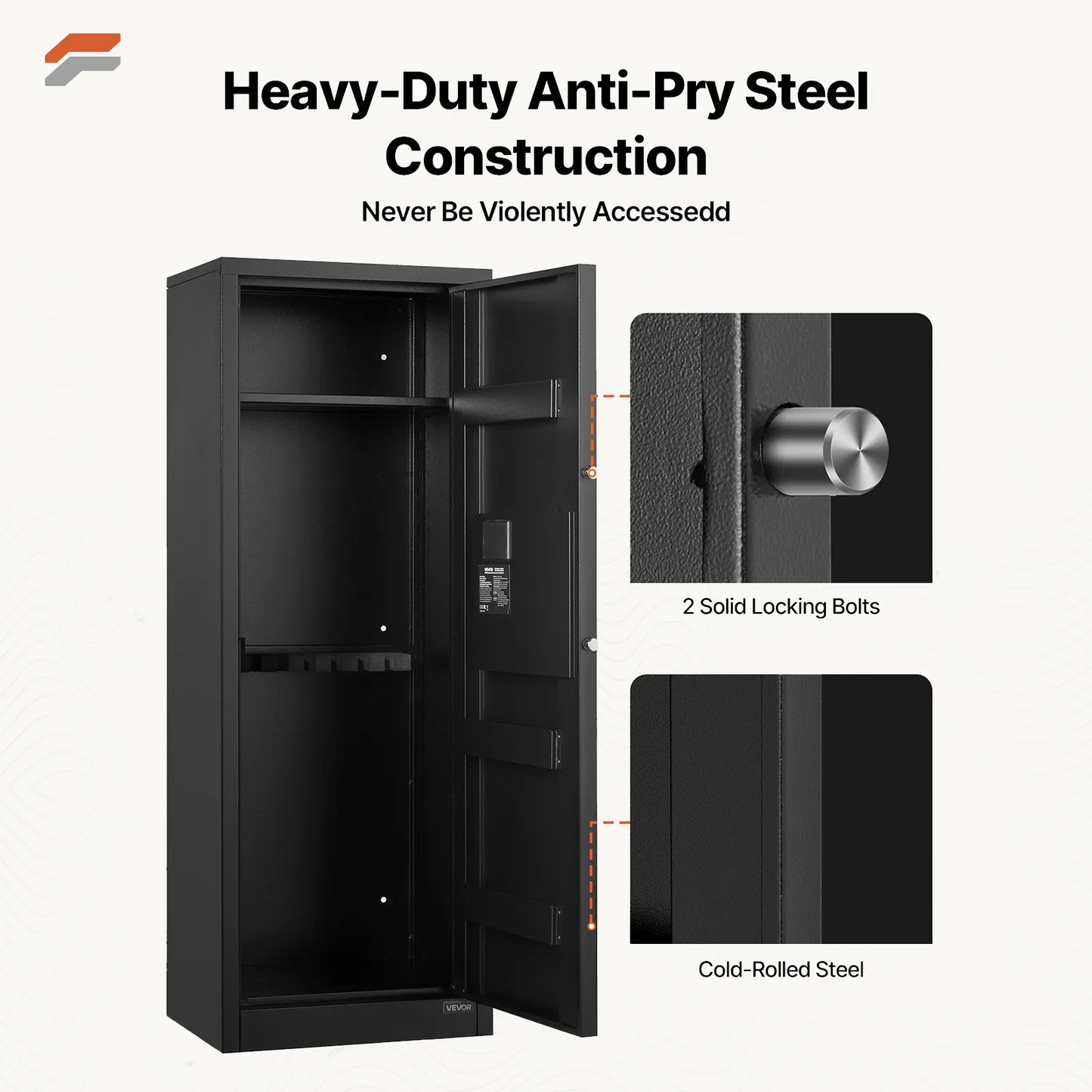 VEVOR Secure Fireproof Rifle Safe with Quick Access - Long Gun Cabinet for Firearms and Ammunition Storage