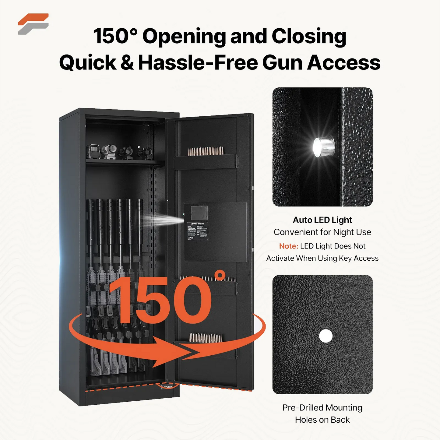 VEVOR Secure Fireproof Rifle Safe with Quick Access - Long Gun Cabinet for Firearms and Ammunition Storage