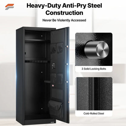 VEVOR Secure Vault 10-12 Gun Safe for Rifles & Pistols - Fireproof Digital Safe with Quick Access Pockets