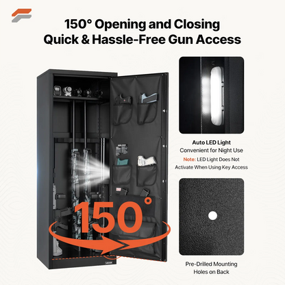 VEVOR Secure Vault 10-12 Gun Safe for Rifles & Pistols - Fireproof Digital Safe with Quick Access Pockets