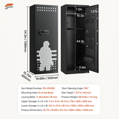 VEVOR Secure Vault 10-12 Gun Safe for Rifles & Pistols - Fireproof Digital Safe with Quick Access Pockets