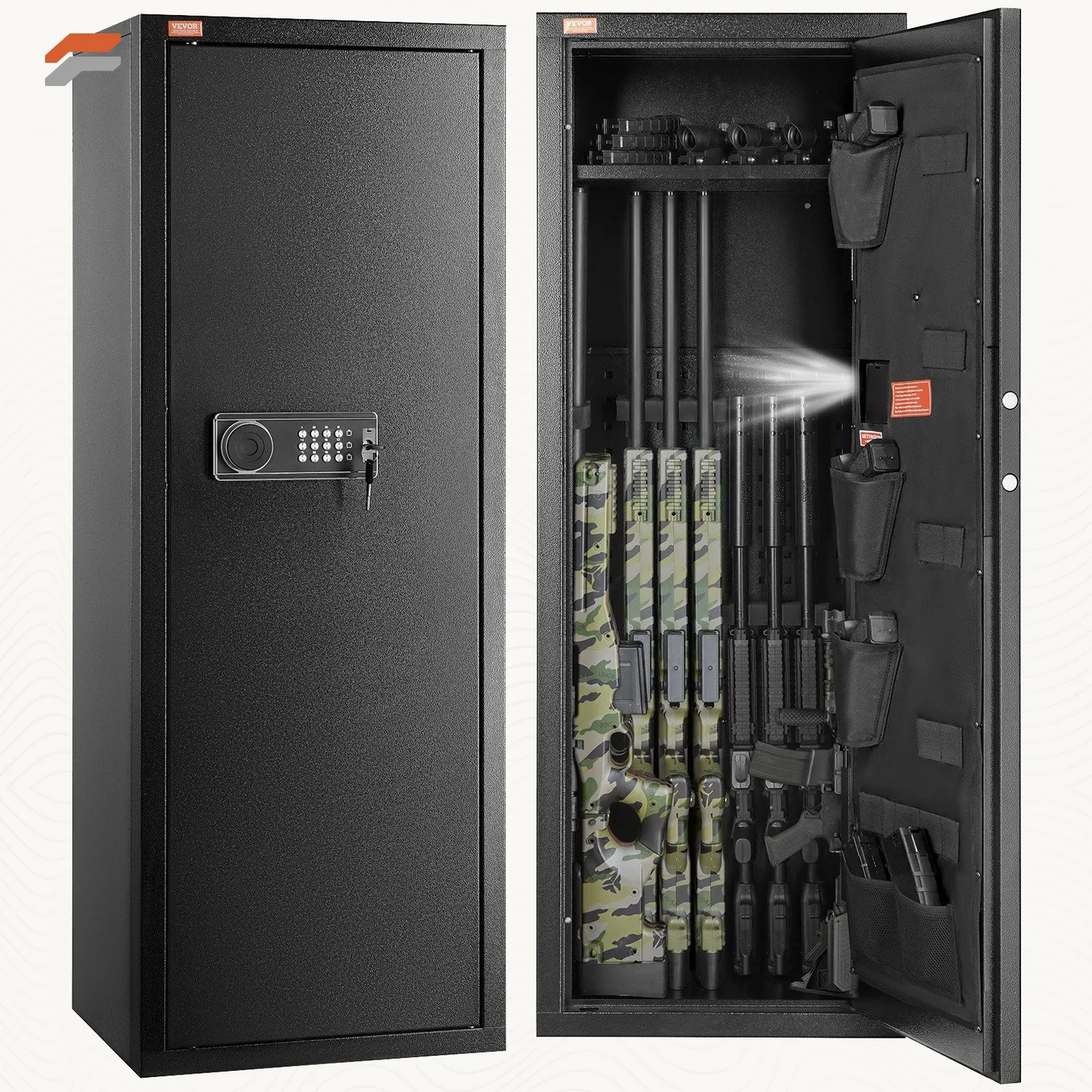 Secure VEVOR Tall Rifle Safe - Digital Keypad Lock & Removable Shelf for Quick Access Home Storage