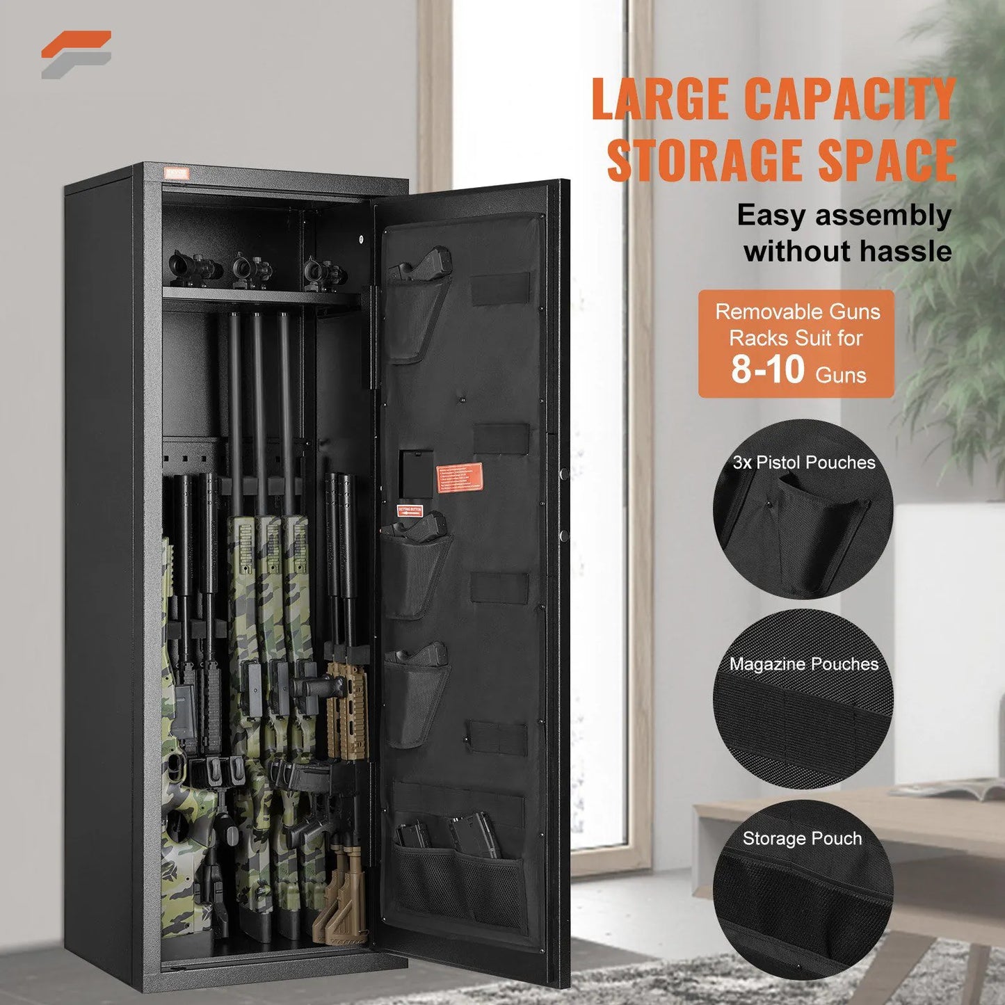 Secure VEVOR Tall Rifle Safe - Digital Keypad Lock & Removable Shelf for Quick Access Home Storage
