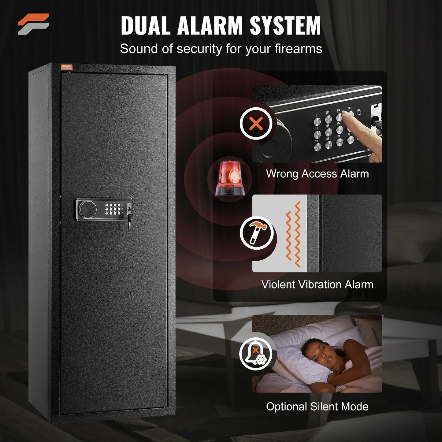 Secure VEVOR Tall Rifle Safe - Digital Keypad Lock & Removable Shelf for Quick Access Home Storage