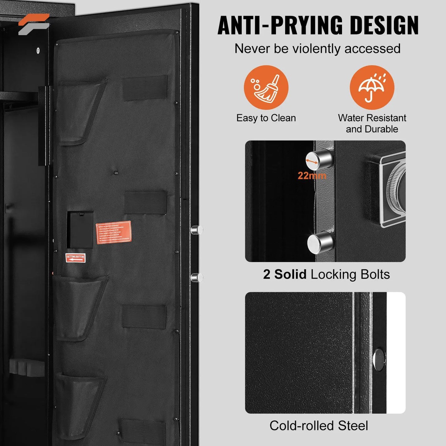 Secure VEVOR Tall Rifle Safe - Digital Keypad Lock & Removable Shelf for Quick Access Home Storage