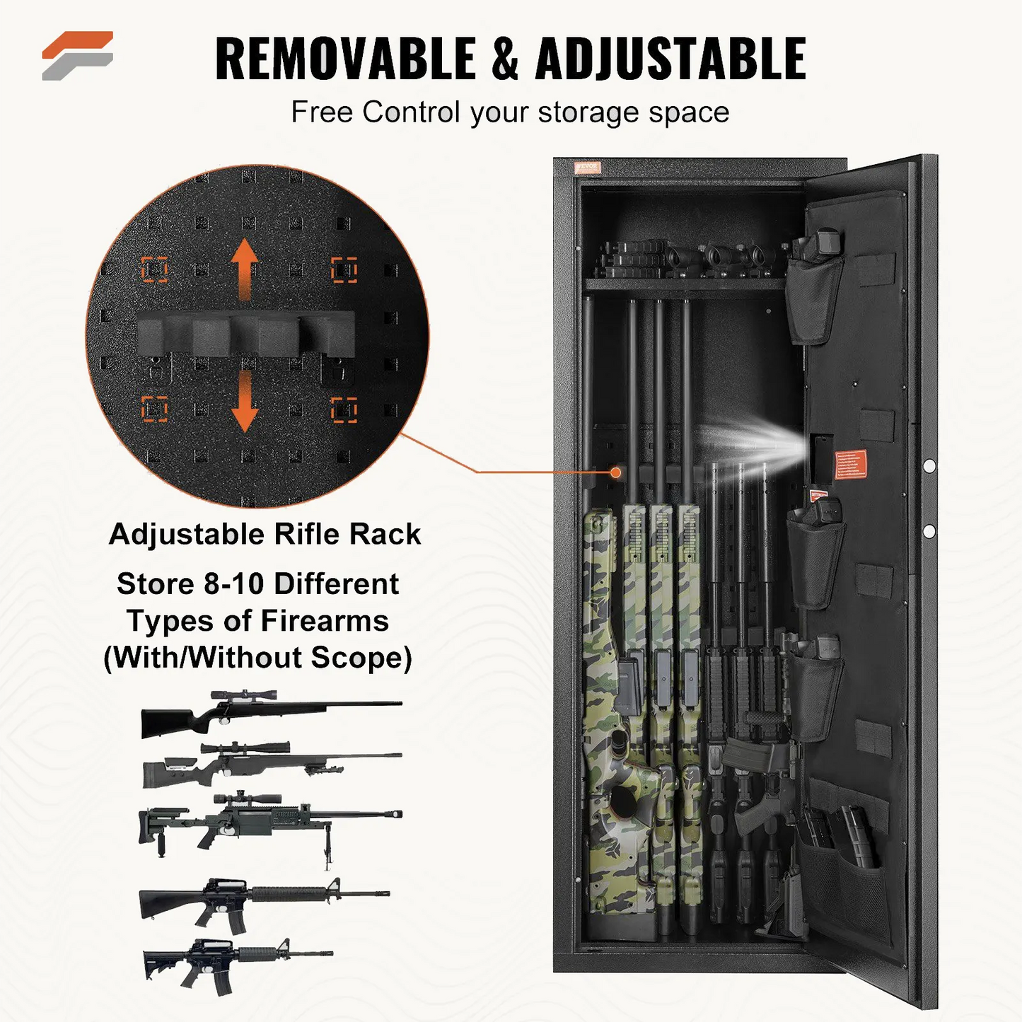 Secure VEVOR Tall Rifle Safe - Digital Keypad Lock & Removable Shelf for Quick Access Home Storage