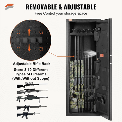 Secure VEVOR Tall Rifle Safe - Digital Keypad Lock & Removable Shelf for Quick Access Home Storage