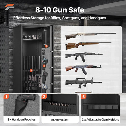 VEVOR Ultimate Fireproof Gun Safe - Secure Long Gun Cabinet with Digital Lock and Quick Access for Rifles and Pistols