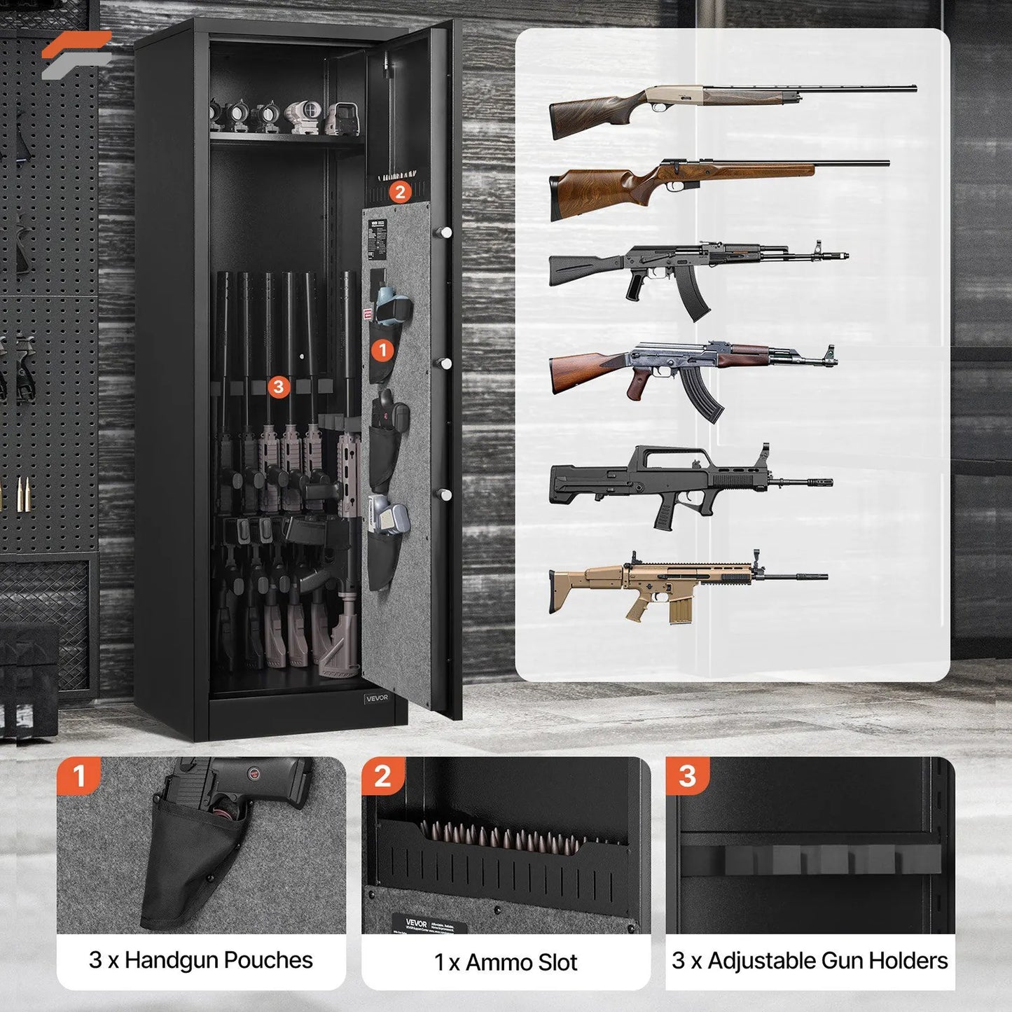 VEVOR Ultimate Fireproof Gun Safe - Secure Long Gun Cabinet with Digital Lock and Quick Access for Rifles and Pistols