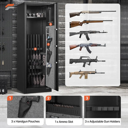 VEVOR Ultimate Fireproof Gun Safe - Secure Long Gun Cabinet with Digital Lock and Quick Access for Rifles and Pistols
