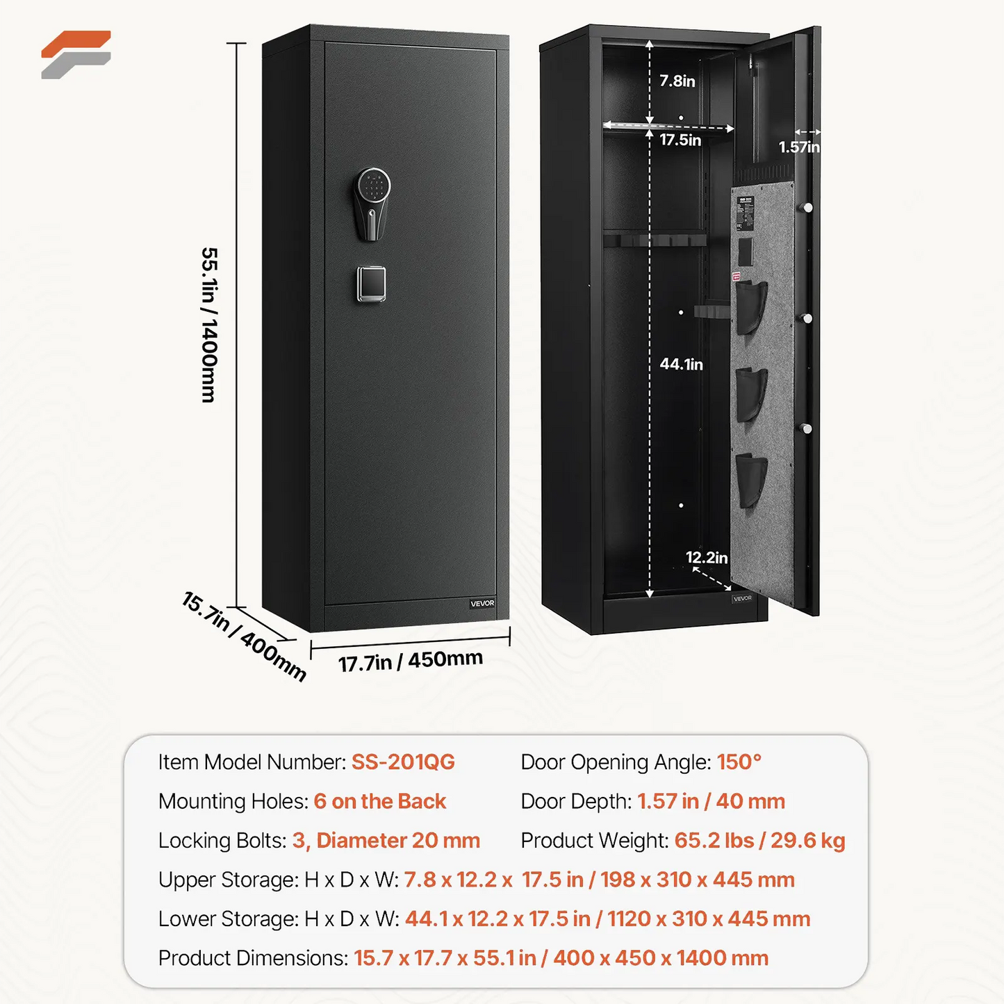 VEVOR Ultimate Fireproof Gun Safe - Secure Long Gun Cabinet with Digital Lock and Quick Access for Rifles and Pistols