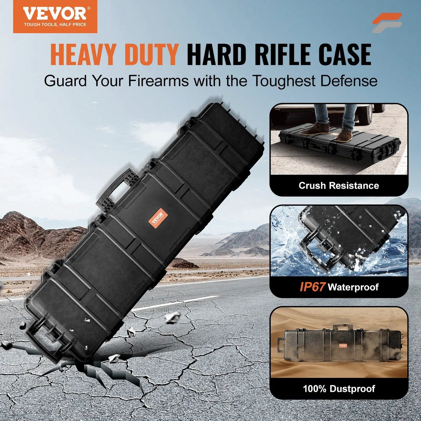 VEVOR Outdoor Tactical Hard Case - Waterproof & Crushproof Design with 3 Layers of Protection