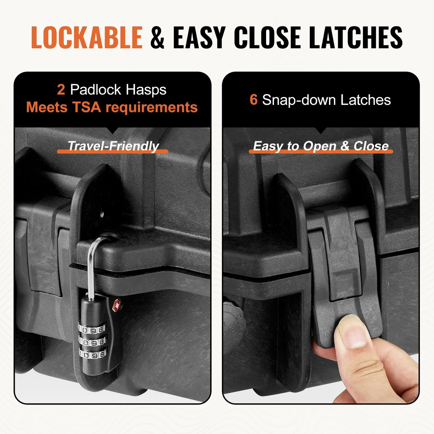 VEVOR Outdoor Tactical Hard Case - Waterproof & Crushproof Design with 3 Layers of Protection