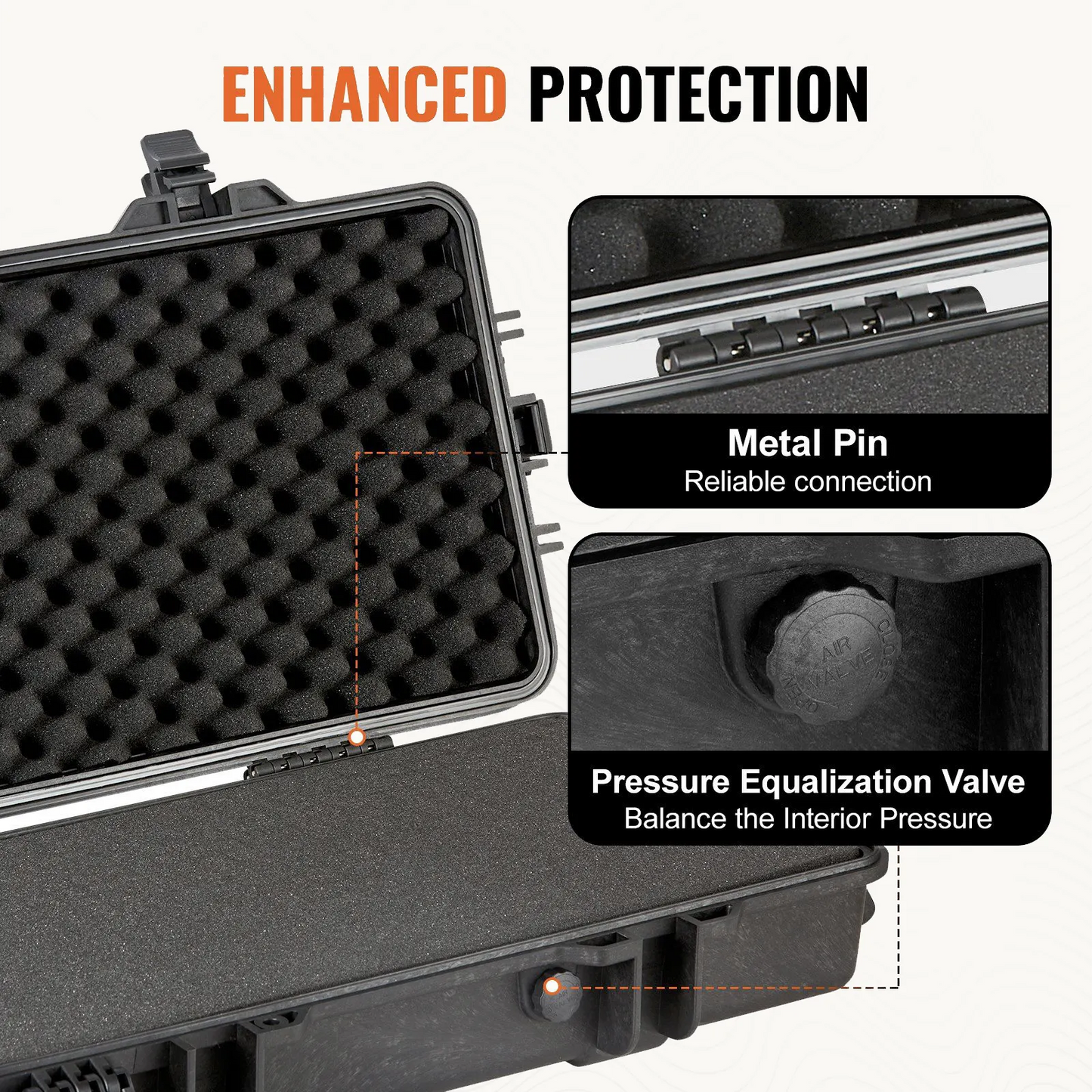 VEVOR Outdoor Tactical Hard Case - Waterproof & Crushproof Design with 3 Layers of Protection