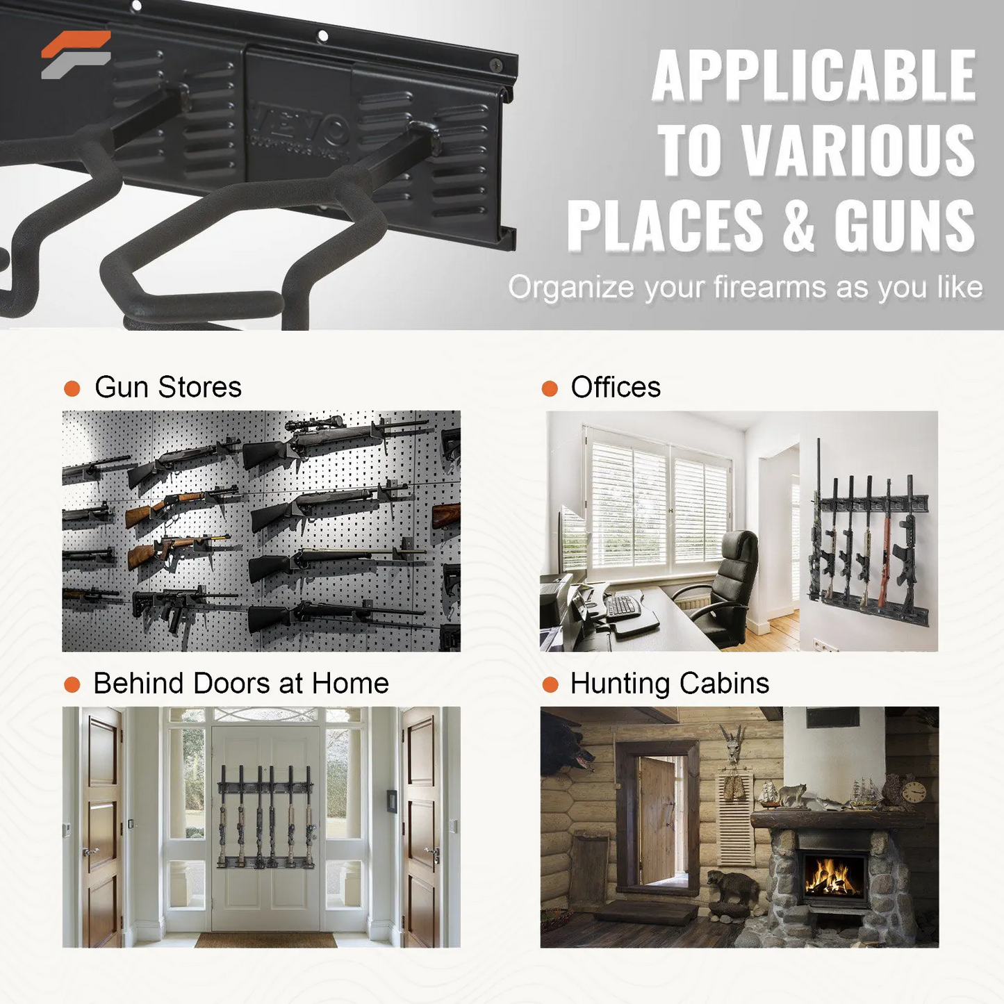 Heavy Duty Wall Mount Gun Rack for Rifles and Shotguns with Soft Padding
