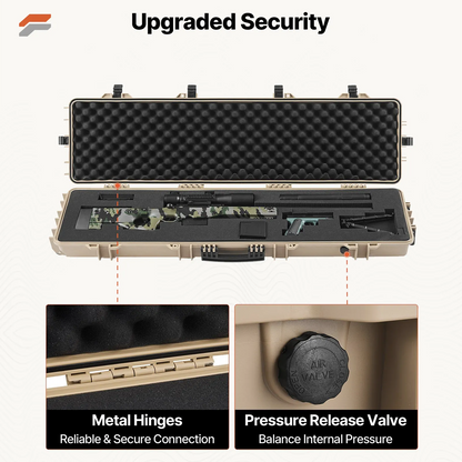 VEVOR Waterproof Hard Rifle Case with Wheels & Pre-cut Foam - 50 inch Dustproof Gun Storage for Rifle and Shotgun