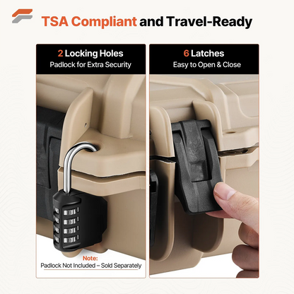 VEVOR Waterproof Hard Rifle Case with Wheels & Pre-cut Foam - 50 inch Dustproof Gun Storage for Rifle and Shotgun