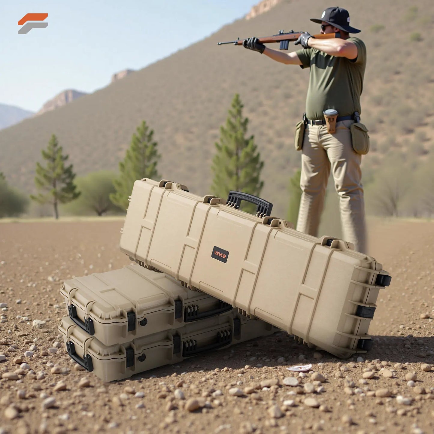 VEVOR Waterproof Hard Rifle Case with Wheels & Pre-cut Foam - 50 inch Dustproof Gun Storage for Rifle and Shotgun