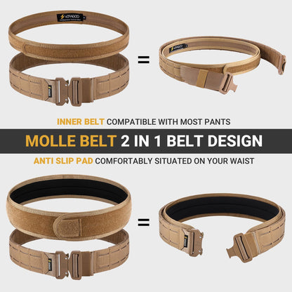 VOTAGOO Tactical Belt-MOLLE Battle Belt, with Quick Release Buckle and Anti-Slip Pad Inner Belt,Law Enforcement Duty Gun Belt